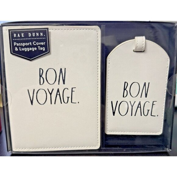 RAE DUNN Passport Cover & Luggage Tag Set NEW - Picture 1 of 2